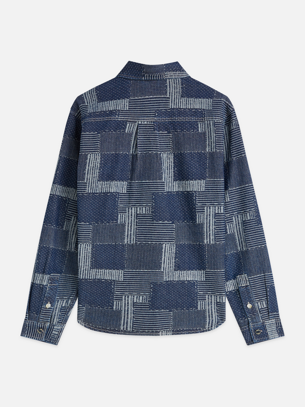 Denim patchwork relaxed overshirt