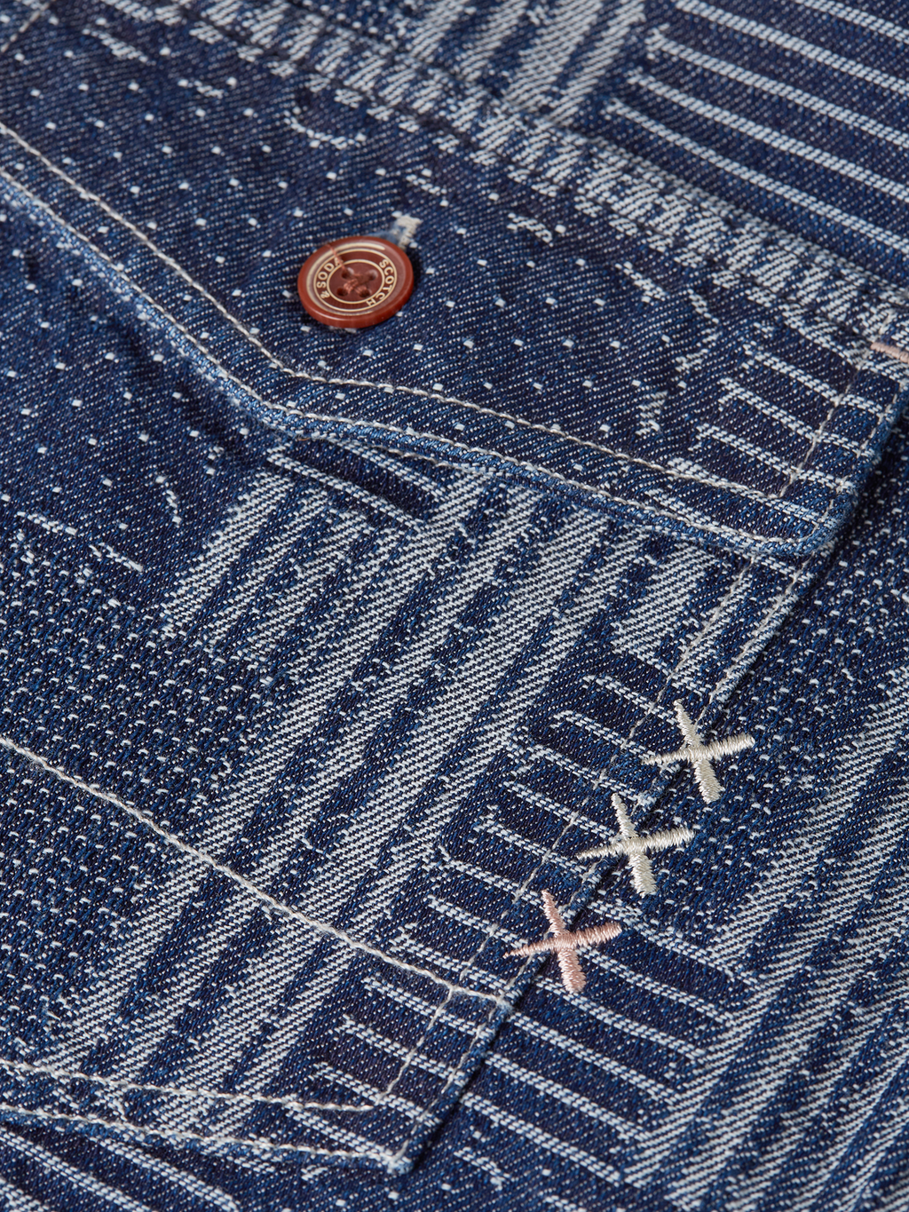 Denim patchwork relaxed overshirt