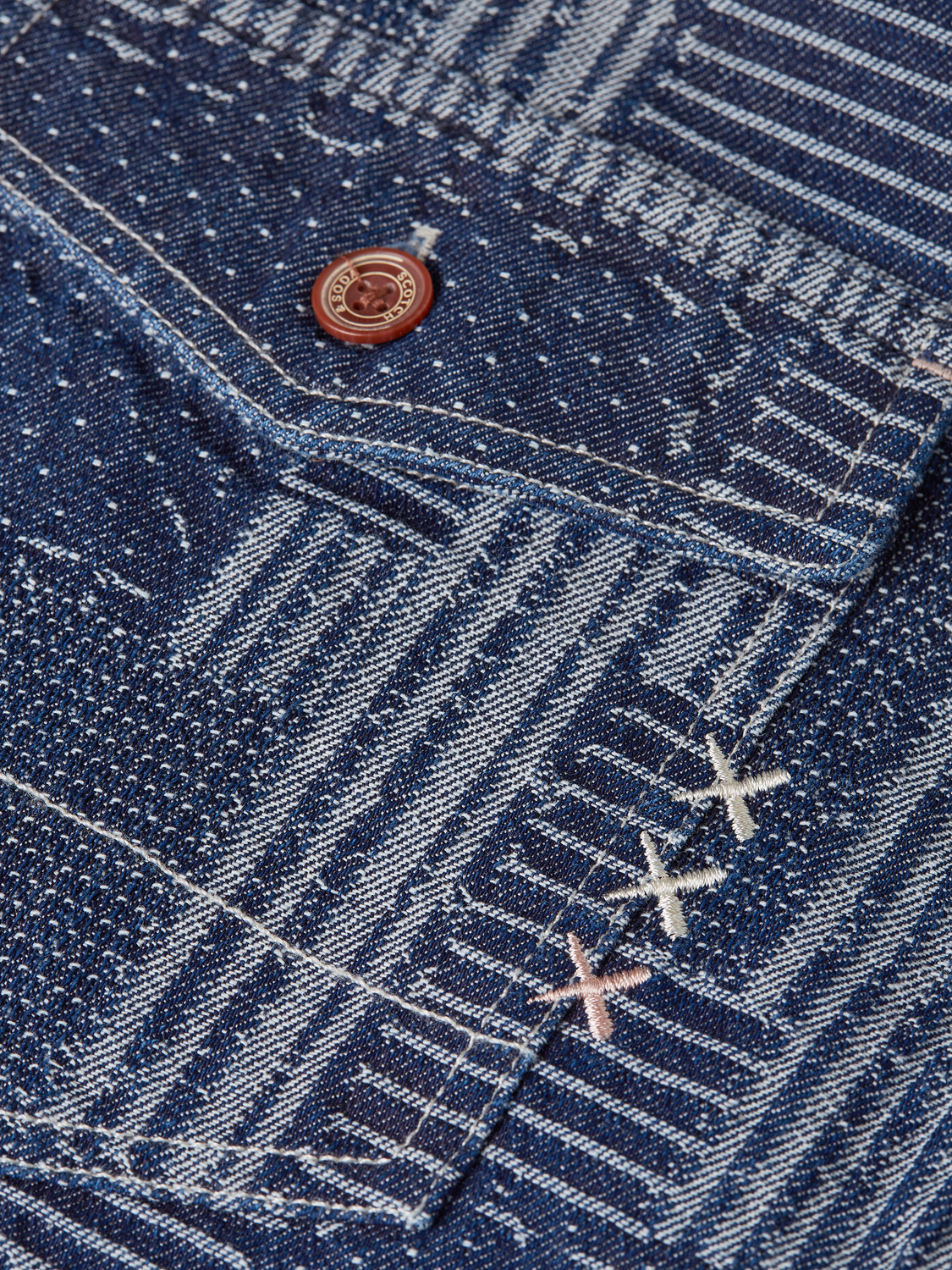 Denim patchwork relaxed overshirt