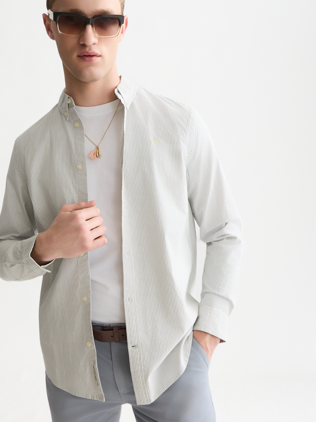 Seasonal Essentials Cotton Oxford Striped Shirt