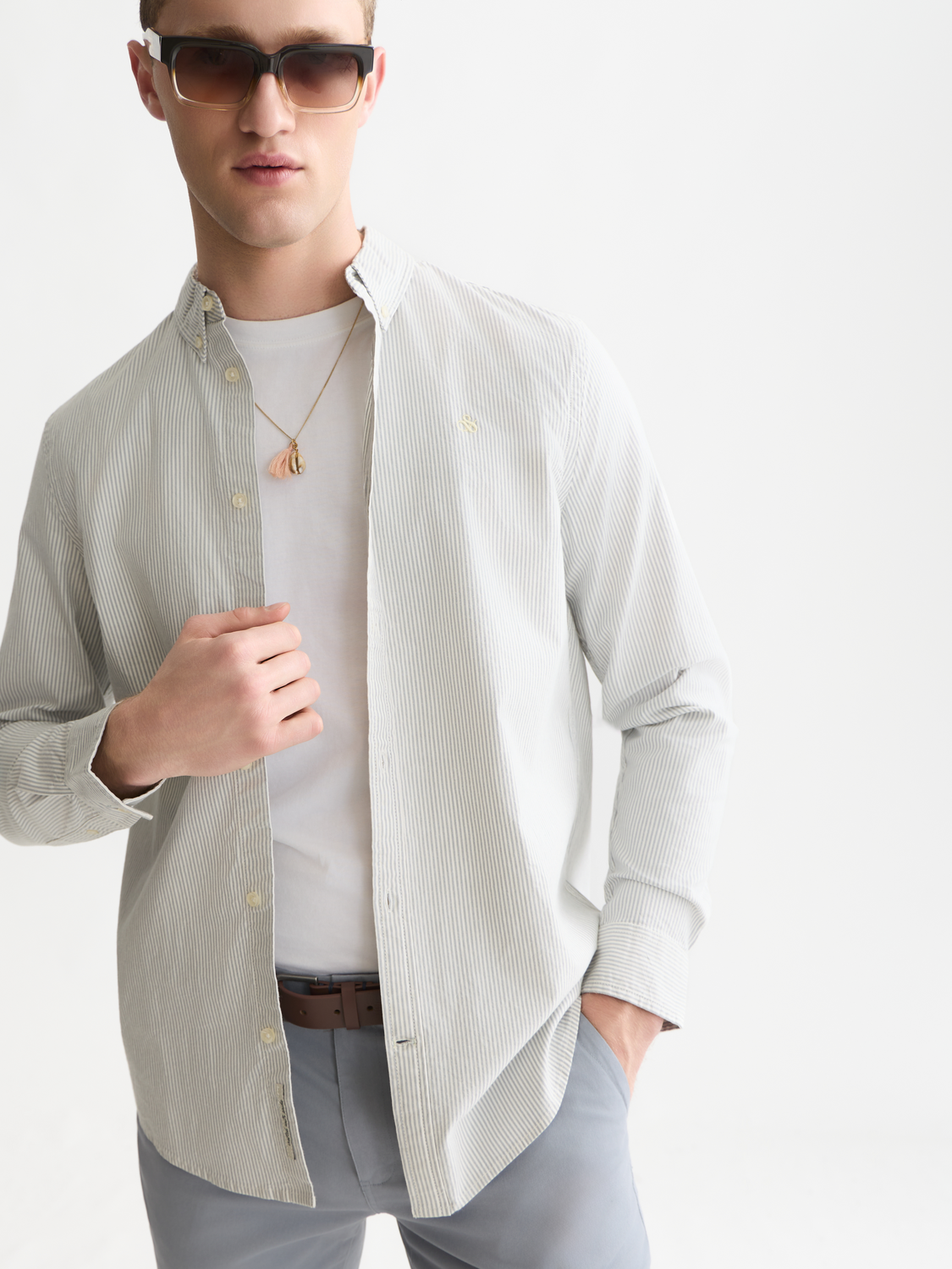 Seasonal Essentials Cotton Oxford Striped Shirt