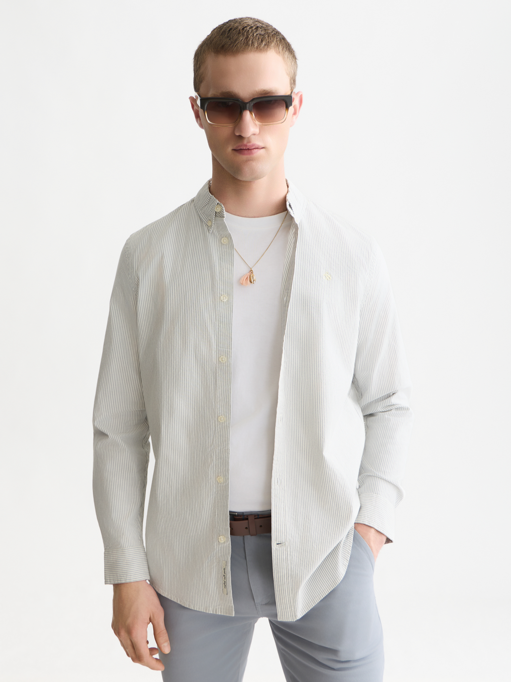 Seasonal Essentials Cotton Oxford Striped Shirt