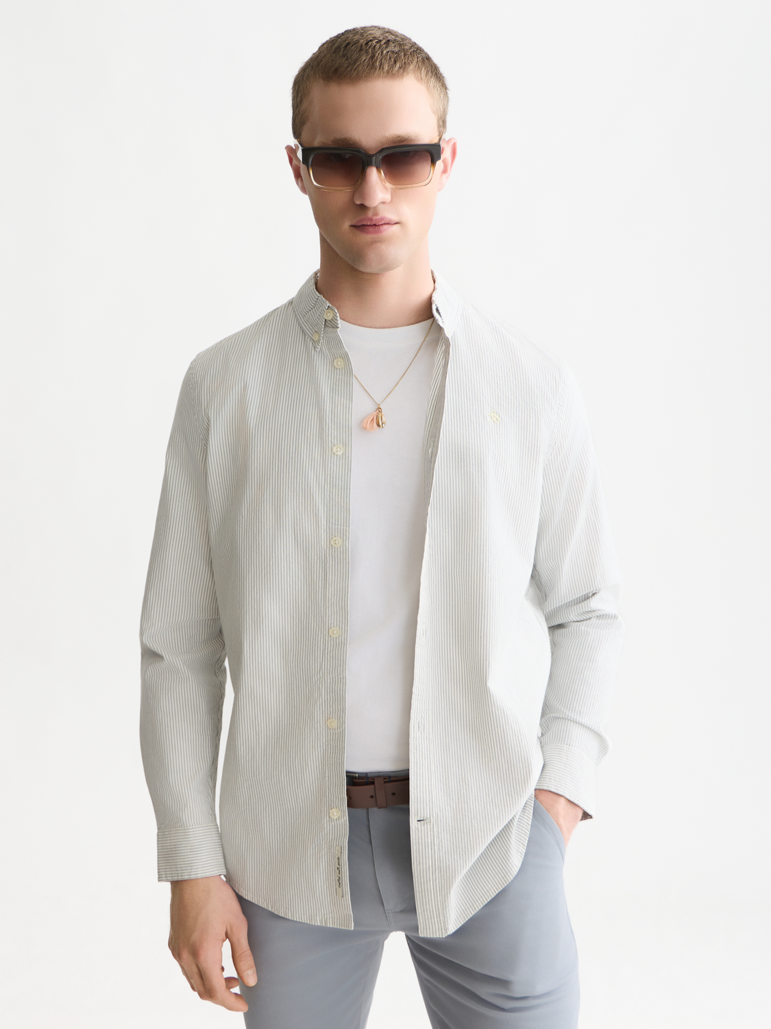 Seasonal Essentials Cotton Oxford Striped Shirt