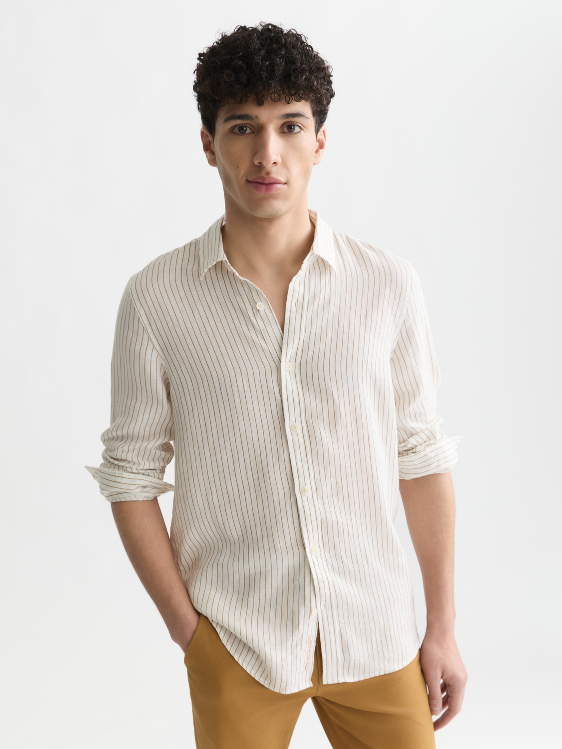 Striped linen regular-fit shirt
