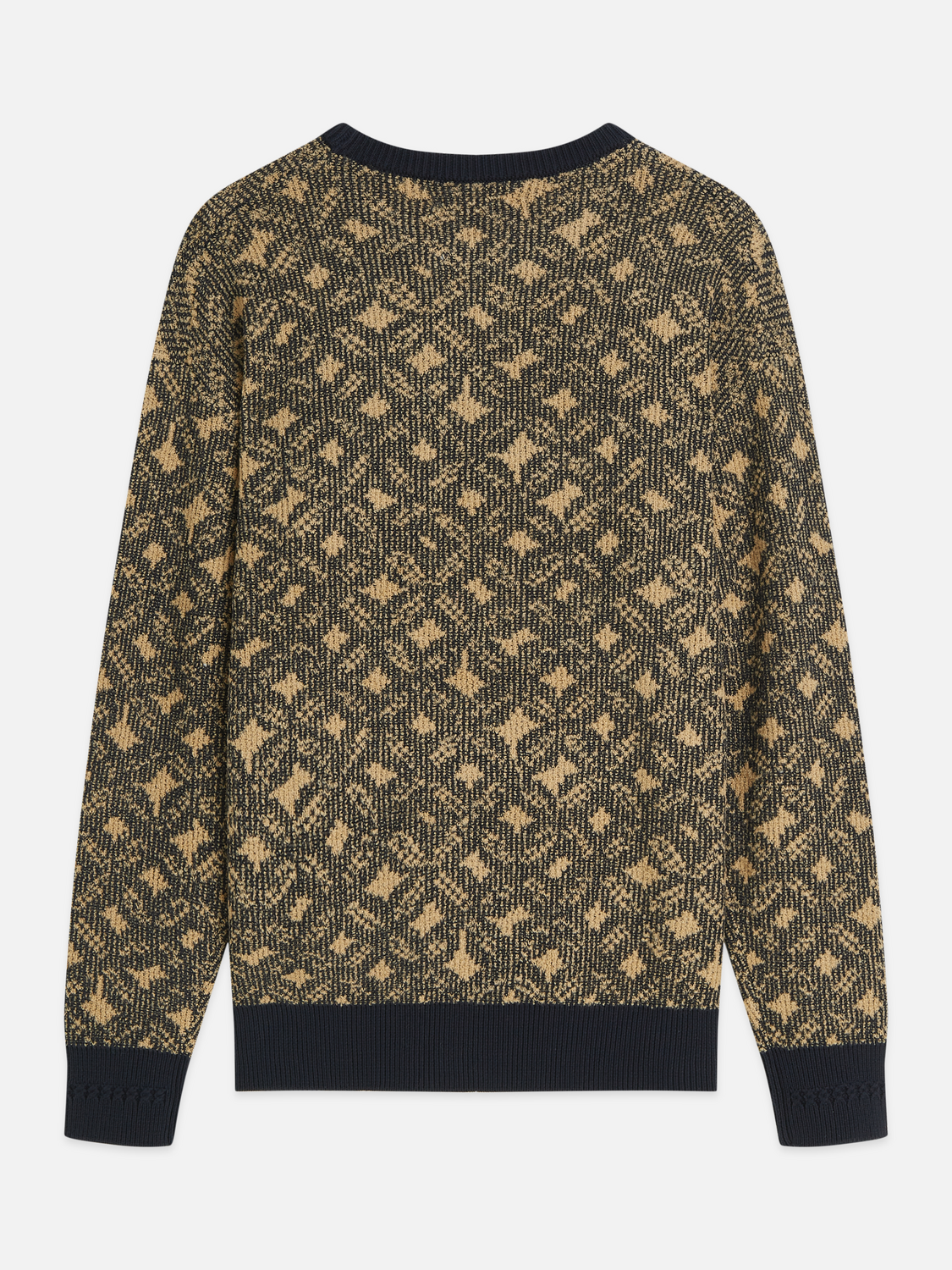 Jacquard Cotton-Wool Blend Dropped Shoulder Pullover
