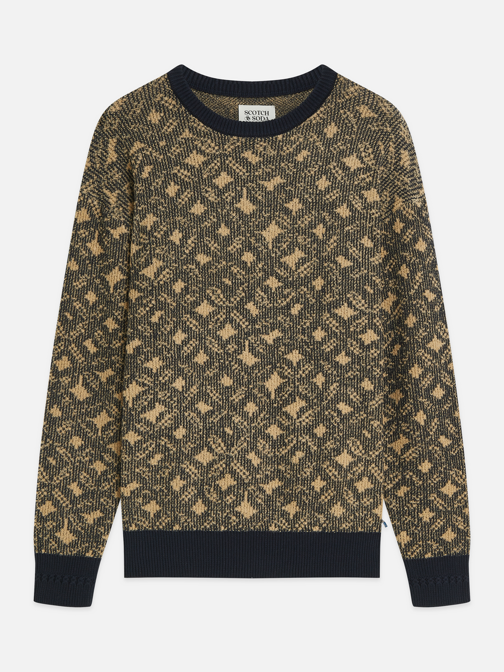 Jacquard Cotton-Wool Blend Dropped Shoulder Pullover