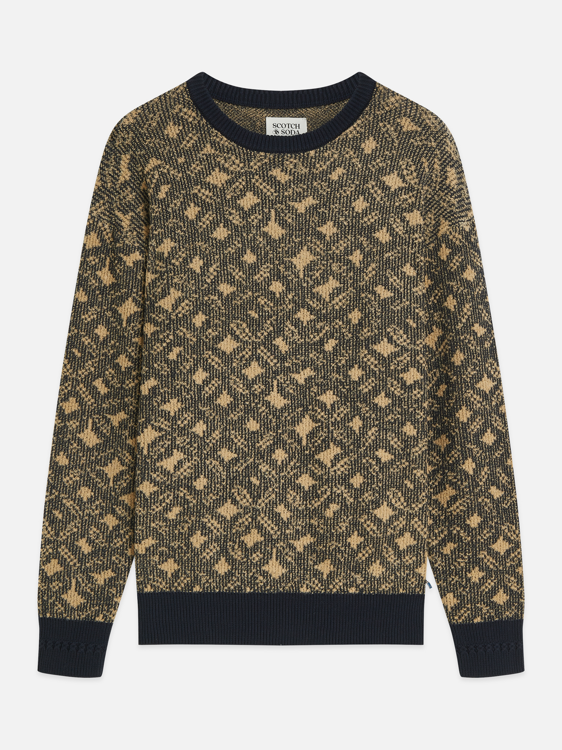 Jacquard Cotton-Wool Blend Dropped Shoulder Pullover