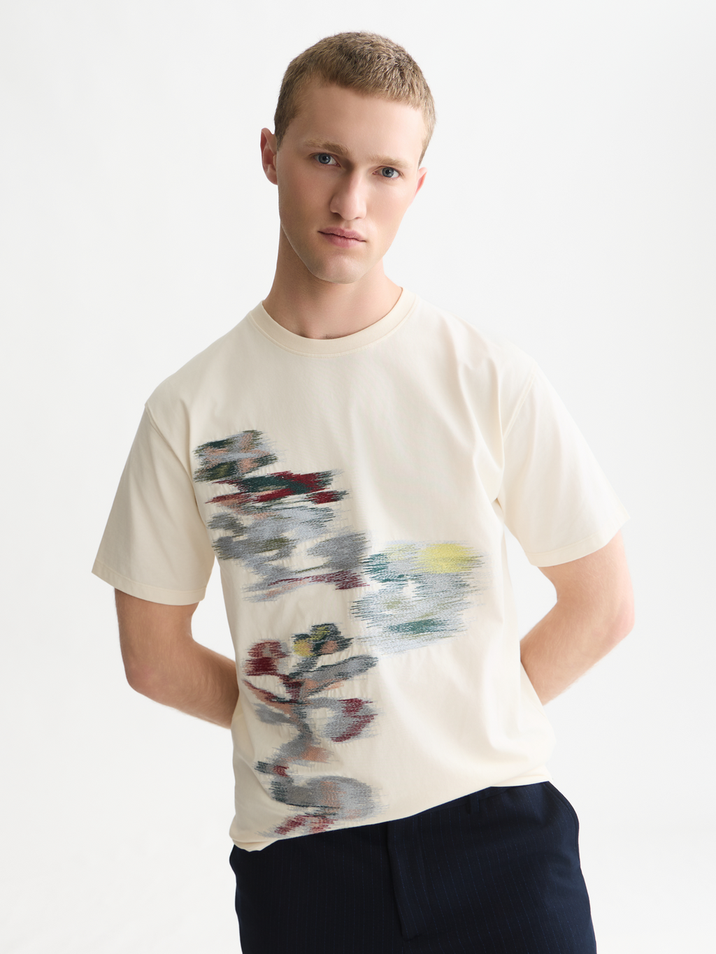 Embroidered Artwork Cotton Loose T-Shirt