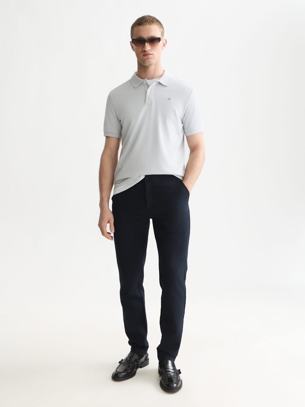 Stuart yarn-dyed cotton-wool blend chino