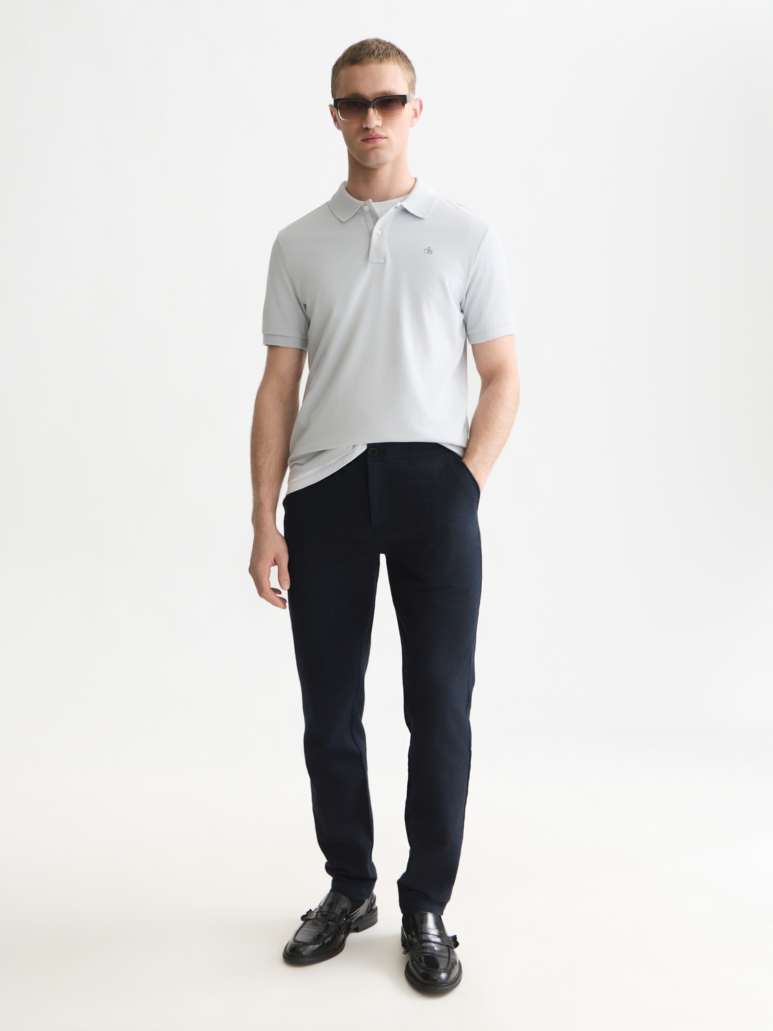 Stuart yarn-dyed cotton-wool blend chino