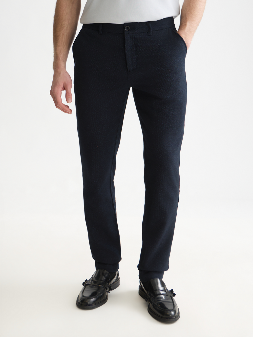 Stuart yarn-dyed cotton-wool blend chino