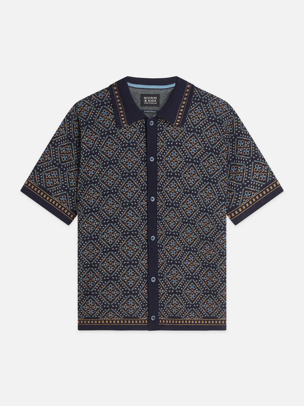 Jacquard Cotton-Blend Short-Sleeve Shirt