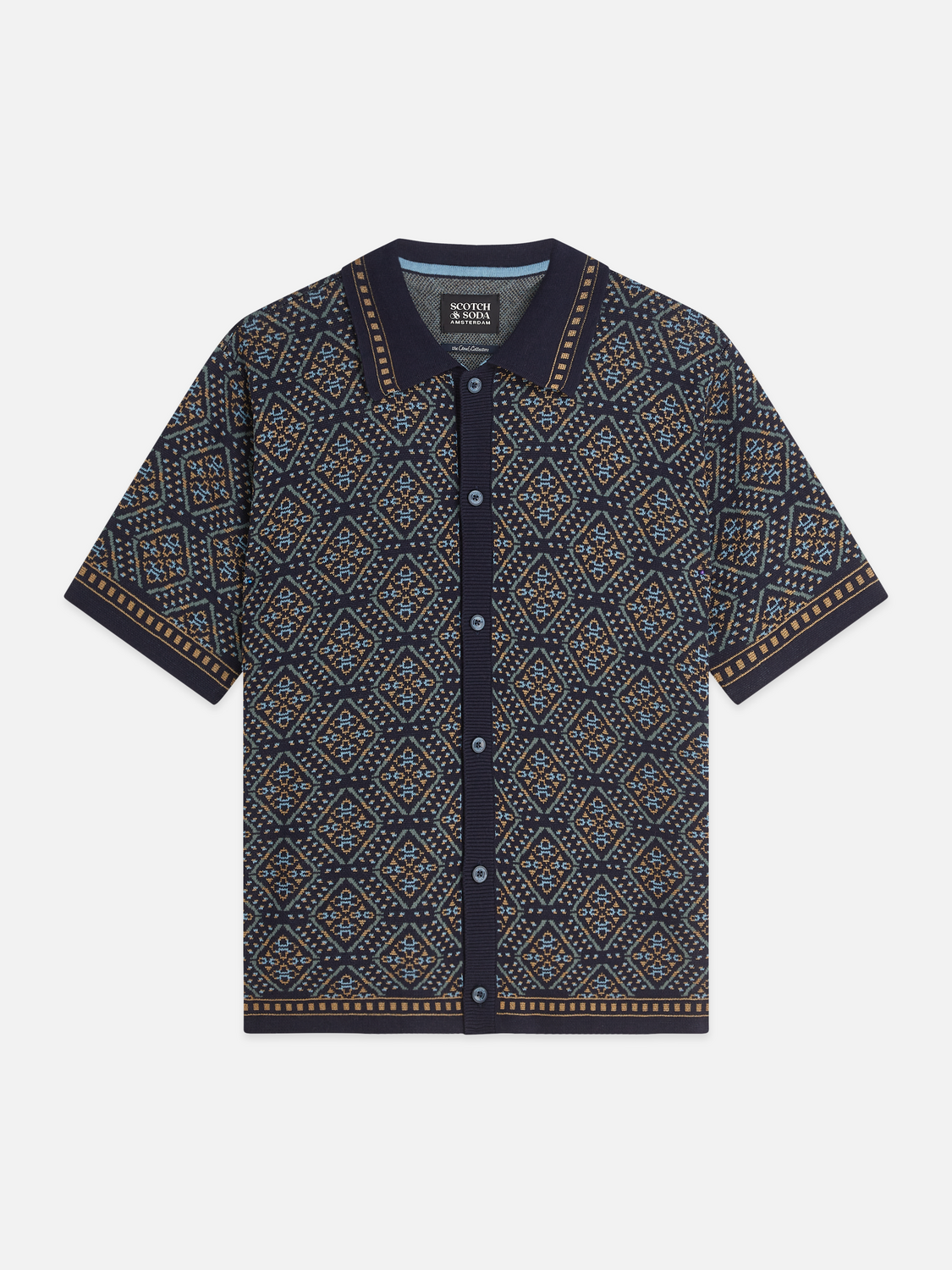 Jacquard Cotton-Blend Short-Sleeve Shirt