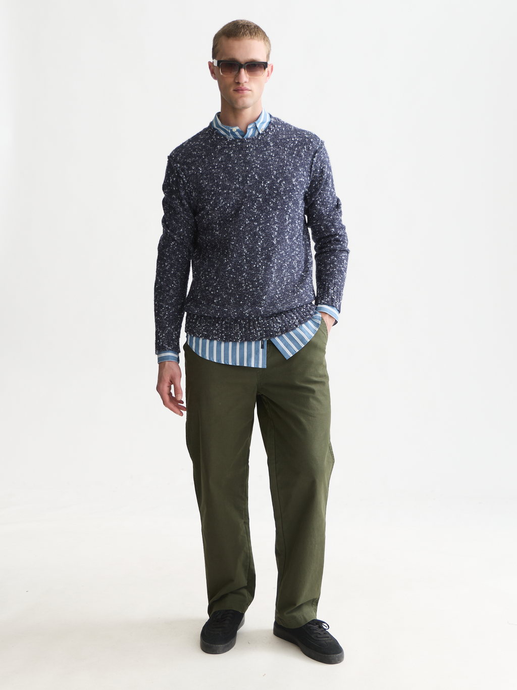 Bouclé Melange Wool-Blend Pullover