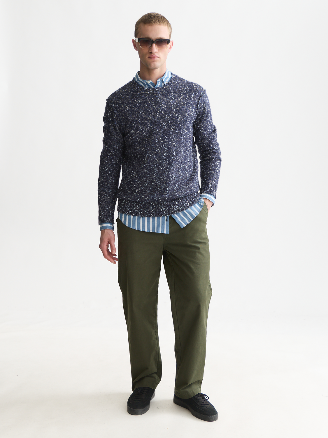 Bouclé Melange Wool-Blend Pullover