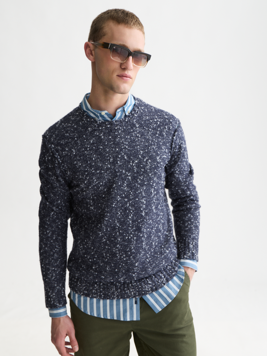 Bouclé Melange Wool-Blend Pullover