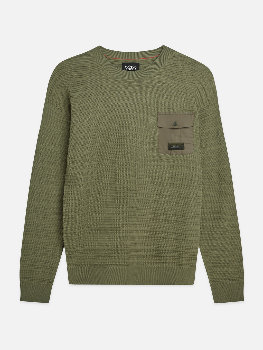 Structured pocket relaxed pullover