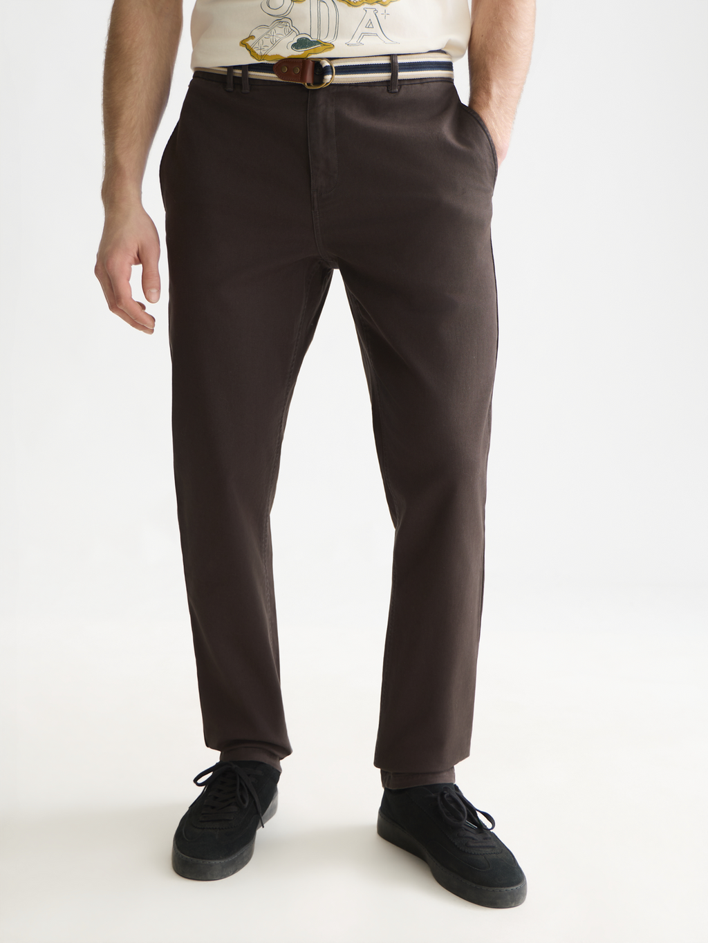 Warren cotton-blend twill belted chino
