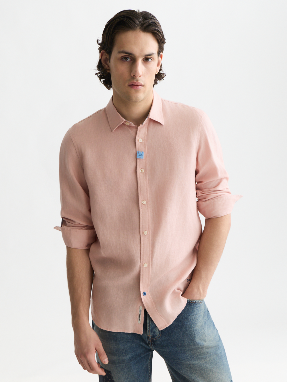 Solid linen regular-fit shirt
