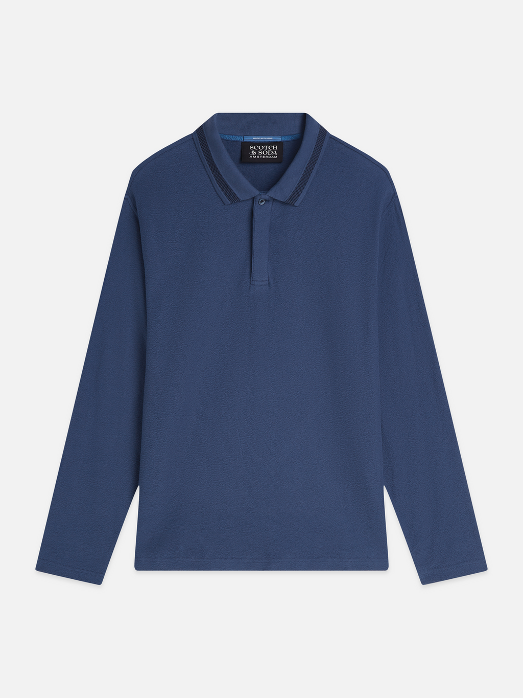 Textured Cotton Long-Sleeve Relaxed Polo