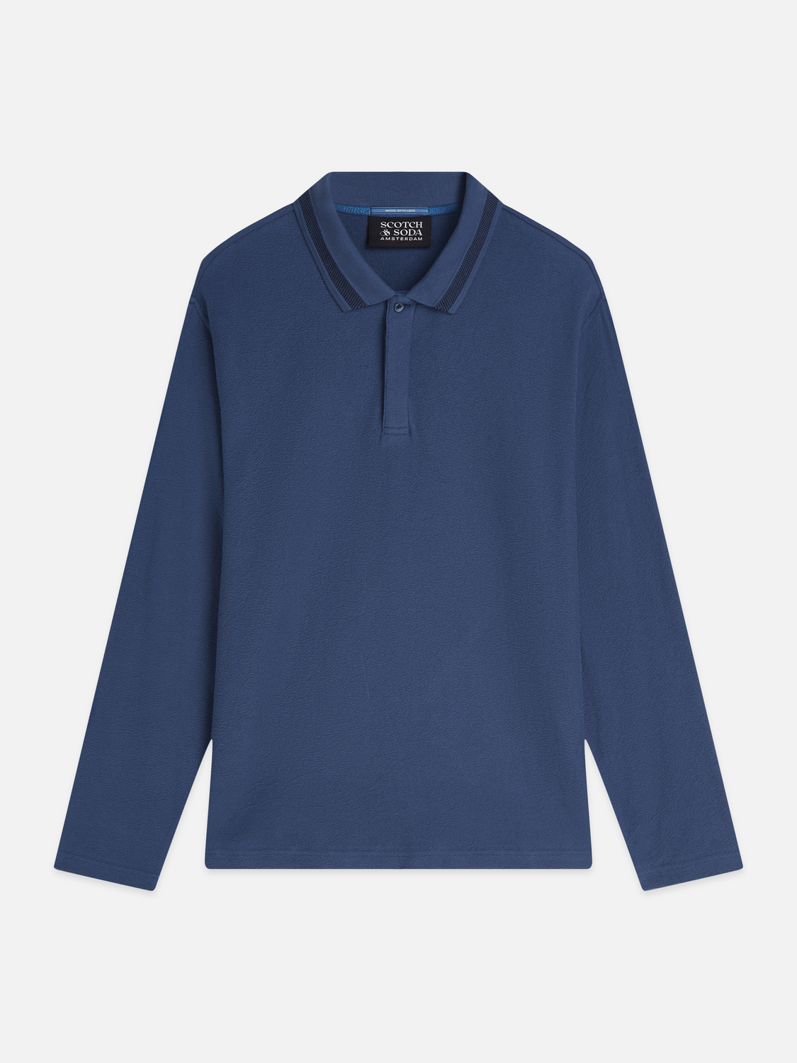 Textured Cotton Long-Sleeve Relaxed Polo