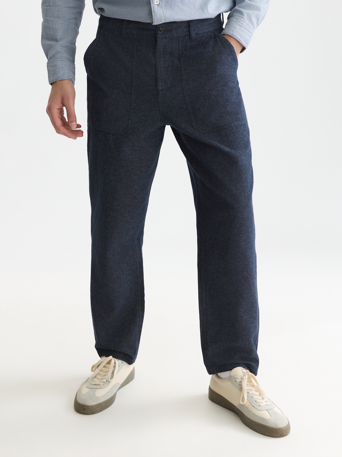 Harper cotton-linen tapered chino