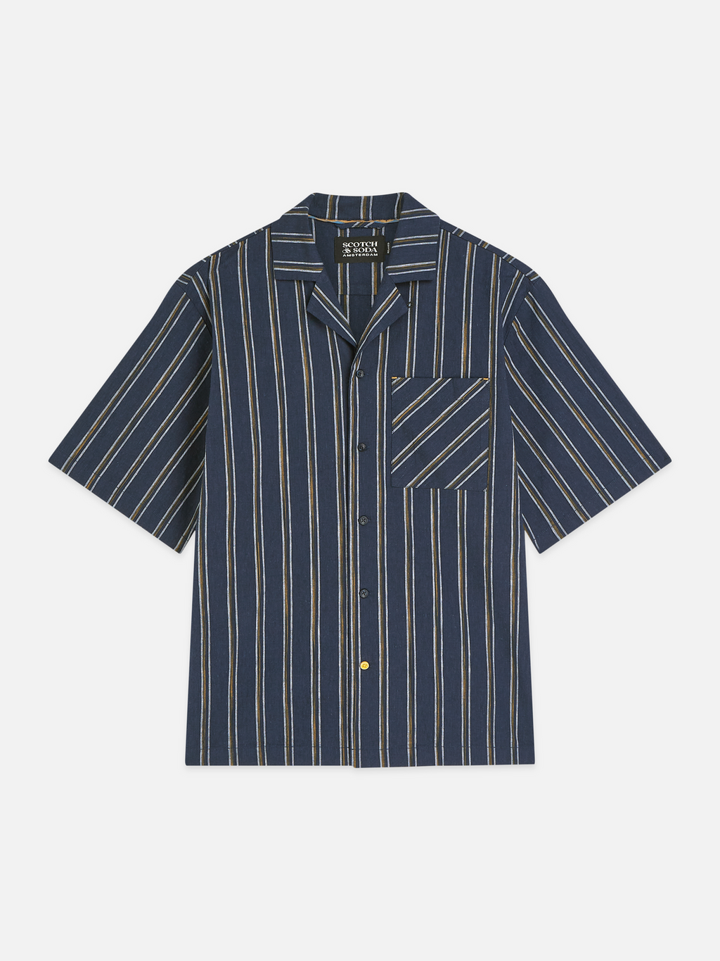Striped linen relaxed short sleeve shirt