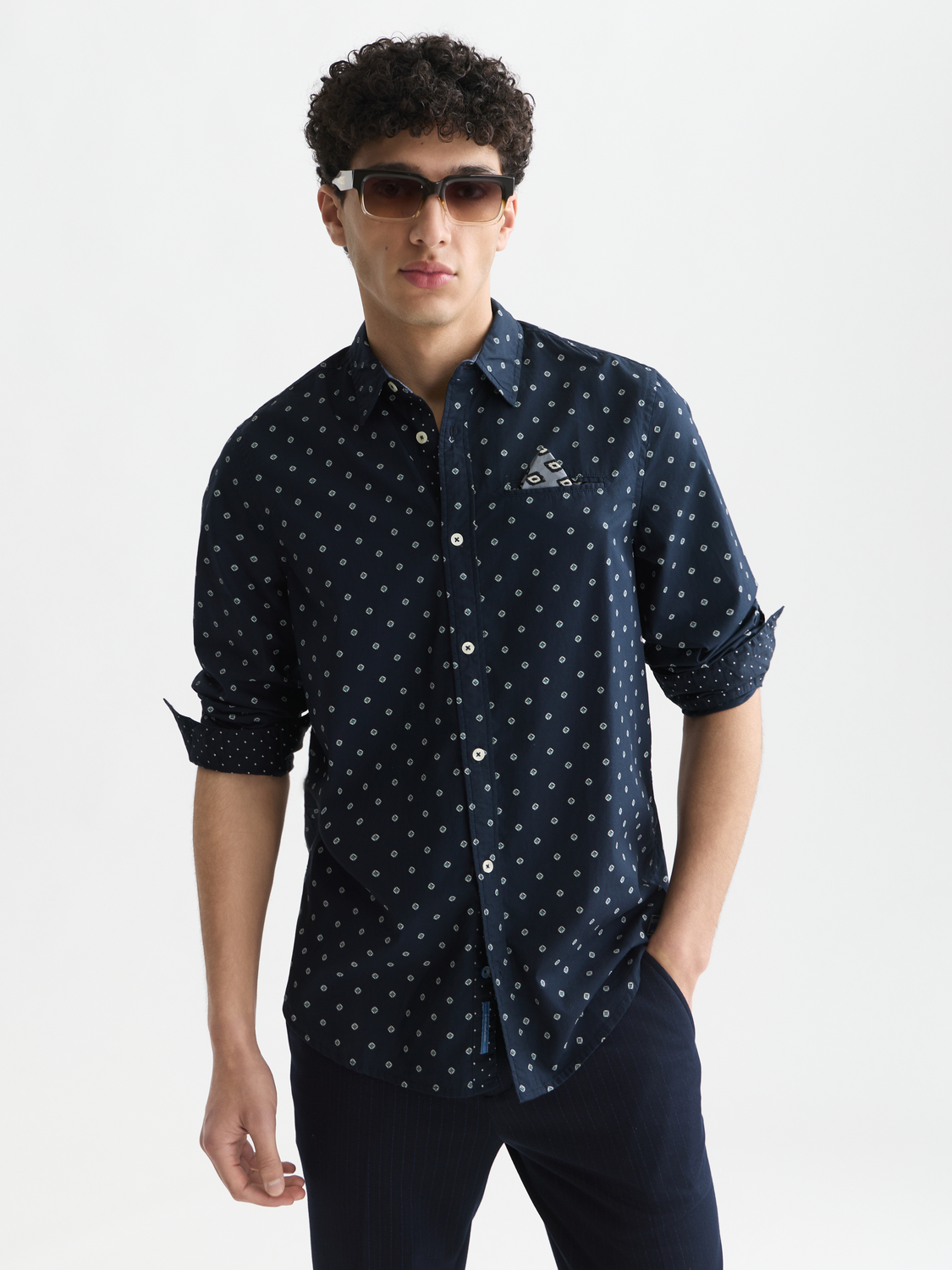 Printed cotton poplin shirt
