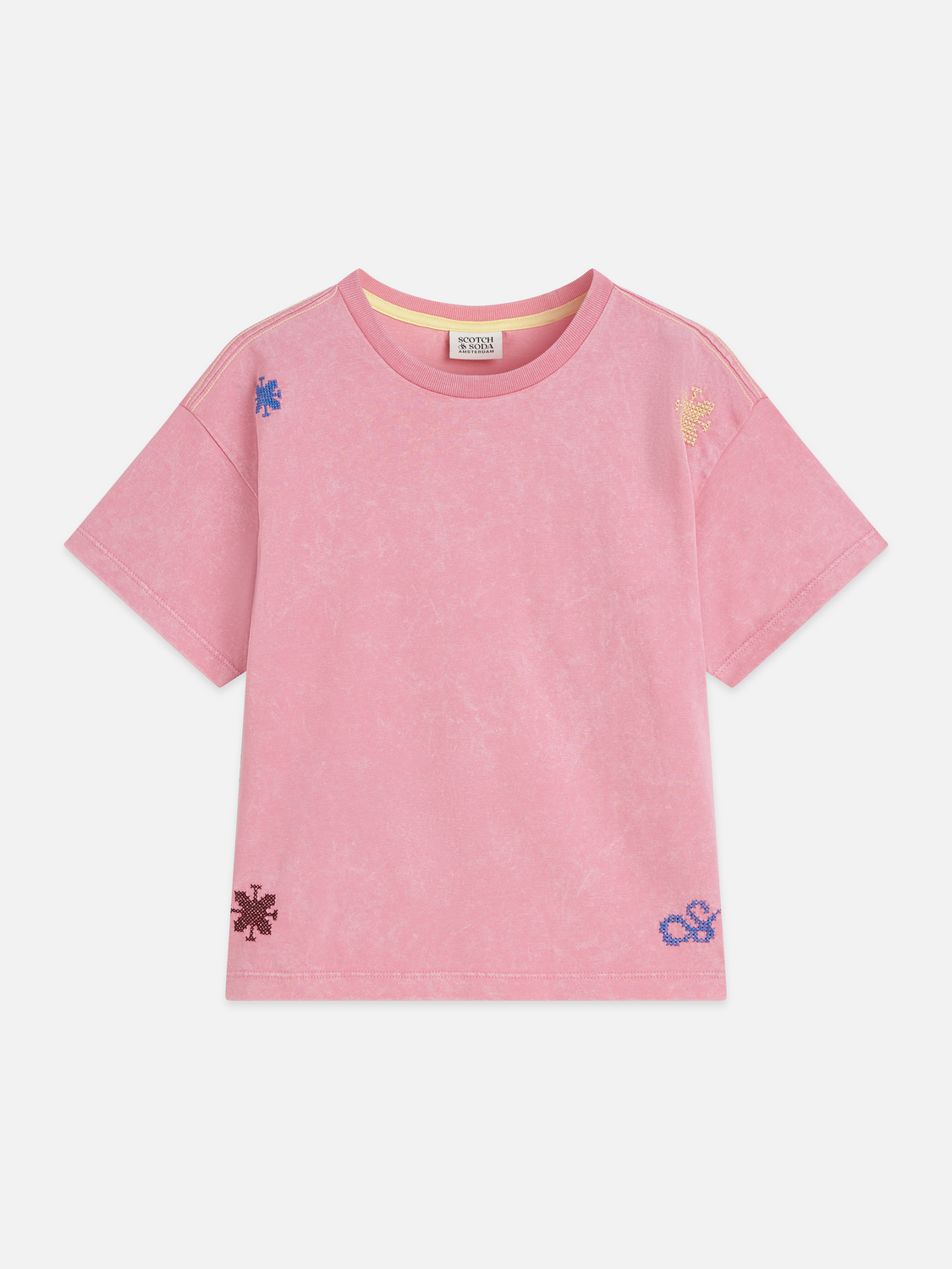 Embroidered loose washed T-shirt