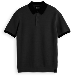 Structured knitted solid polo