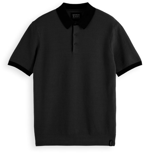 Structured knitted solid polo