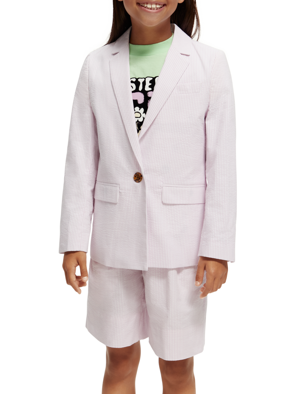 STRIPED SINGLE-BREASTED SEERSUCKER BLAZER