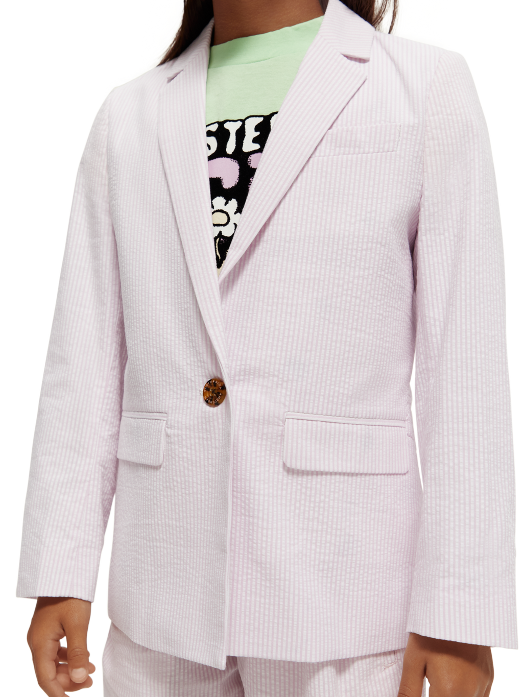 STRIPED SINGLE-BREASTED SEERSUCKER BLAZER