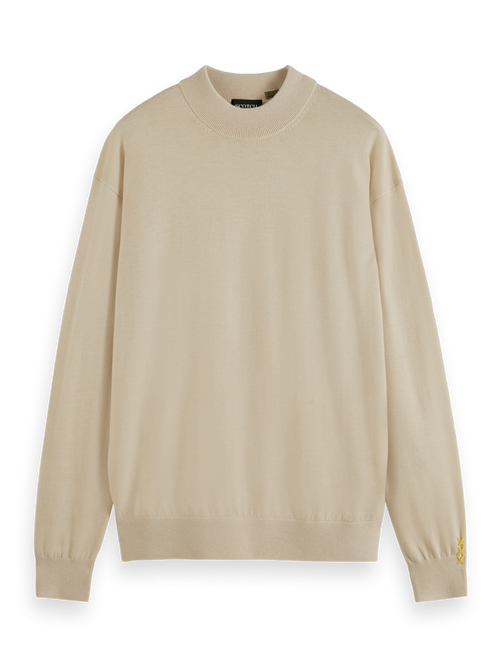 DROPPED SHOULDER MOCK NECK SWEATER