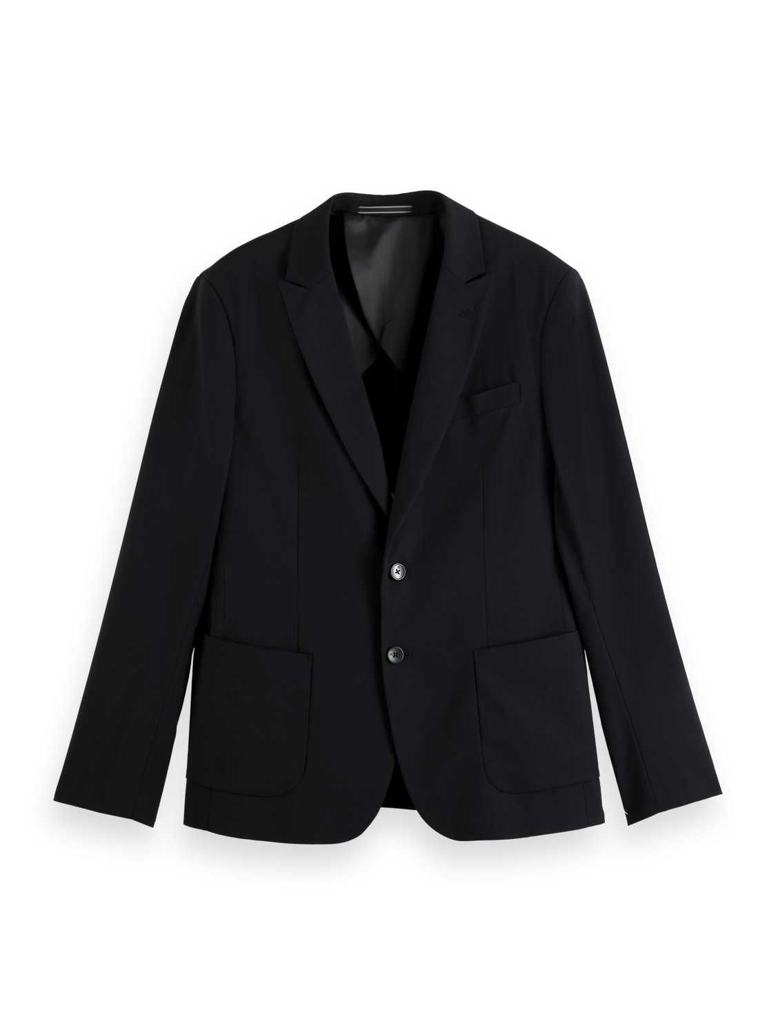ESSENTIALS UNCONSTRUCTED PEAK LAPEL WOOL BLAZER - BLACK