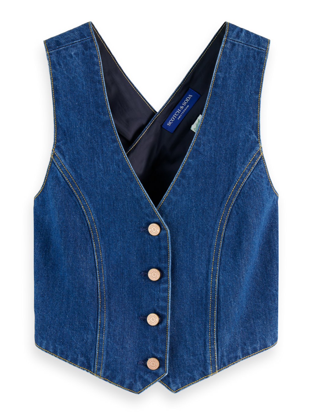 Fitted denim waistcoat