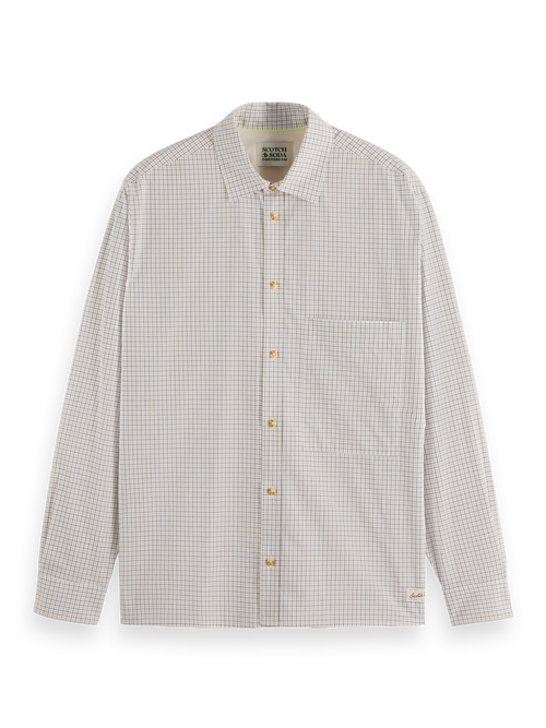 Relaxed fit yarn-dyed micro-check shirt