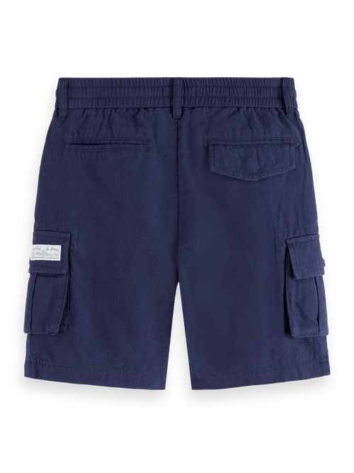 Garment-dyed linen blend cargo shorts