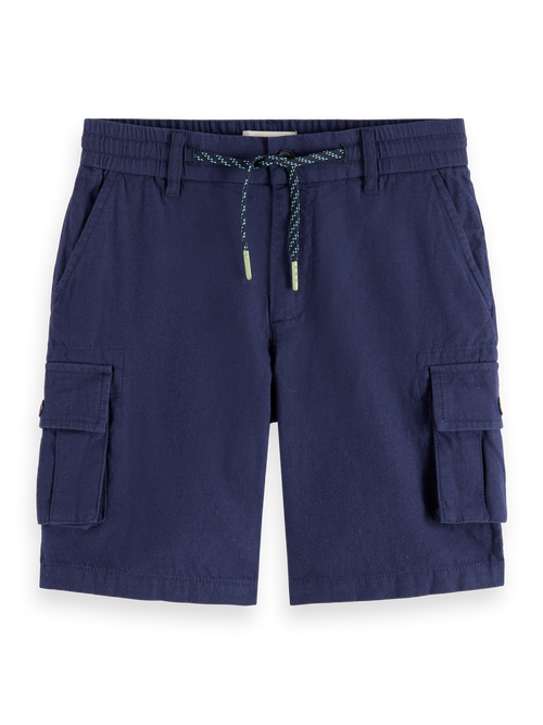 Garment-dyed linen blend cargo shorts