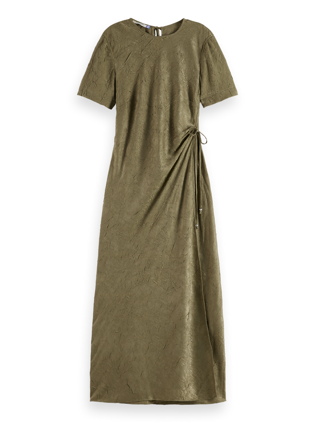 Crushed Satin Wrap Dress
