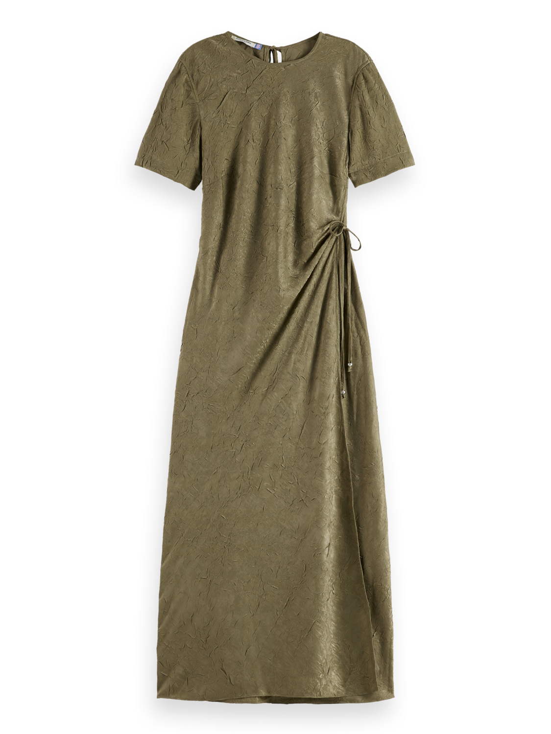 Crushed Satin Wrap Dress