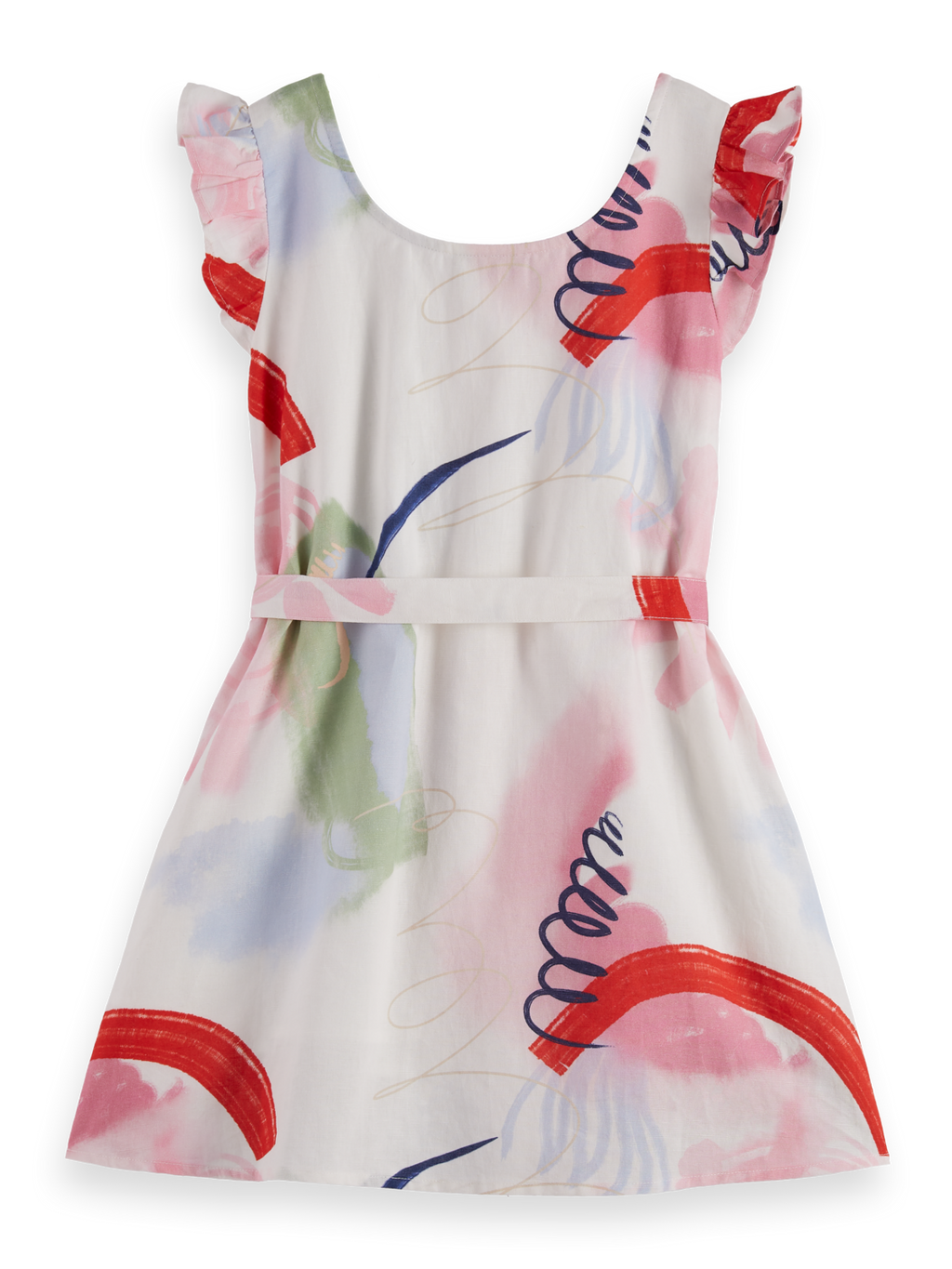 Linen blend printed dress