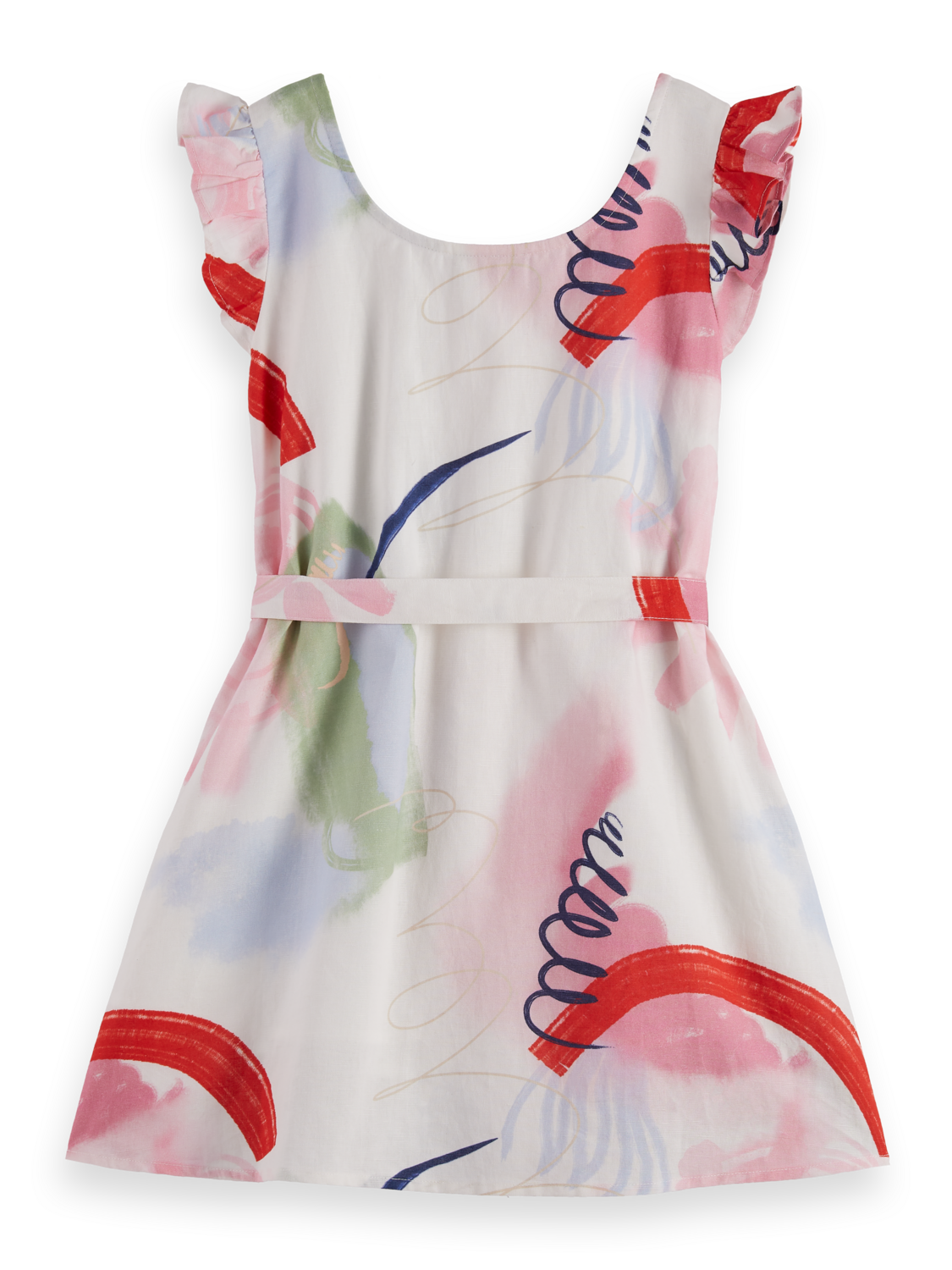 Linen blend printed dress