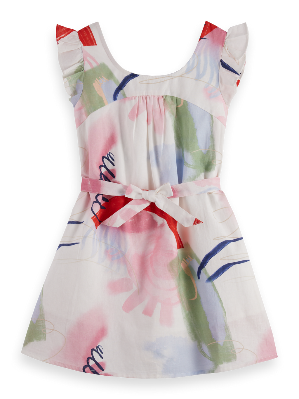 Linen blend printed dress