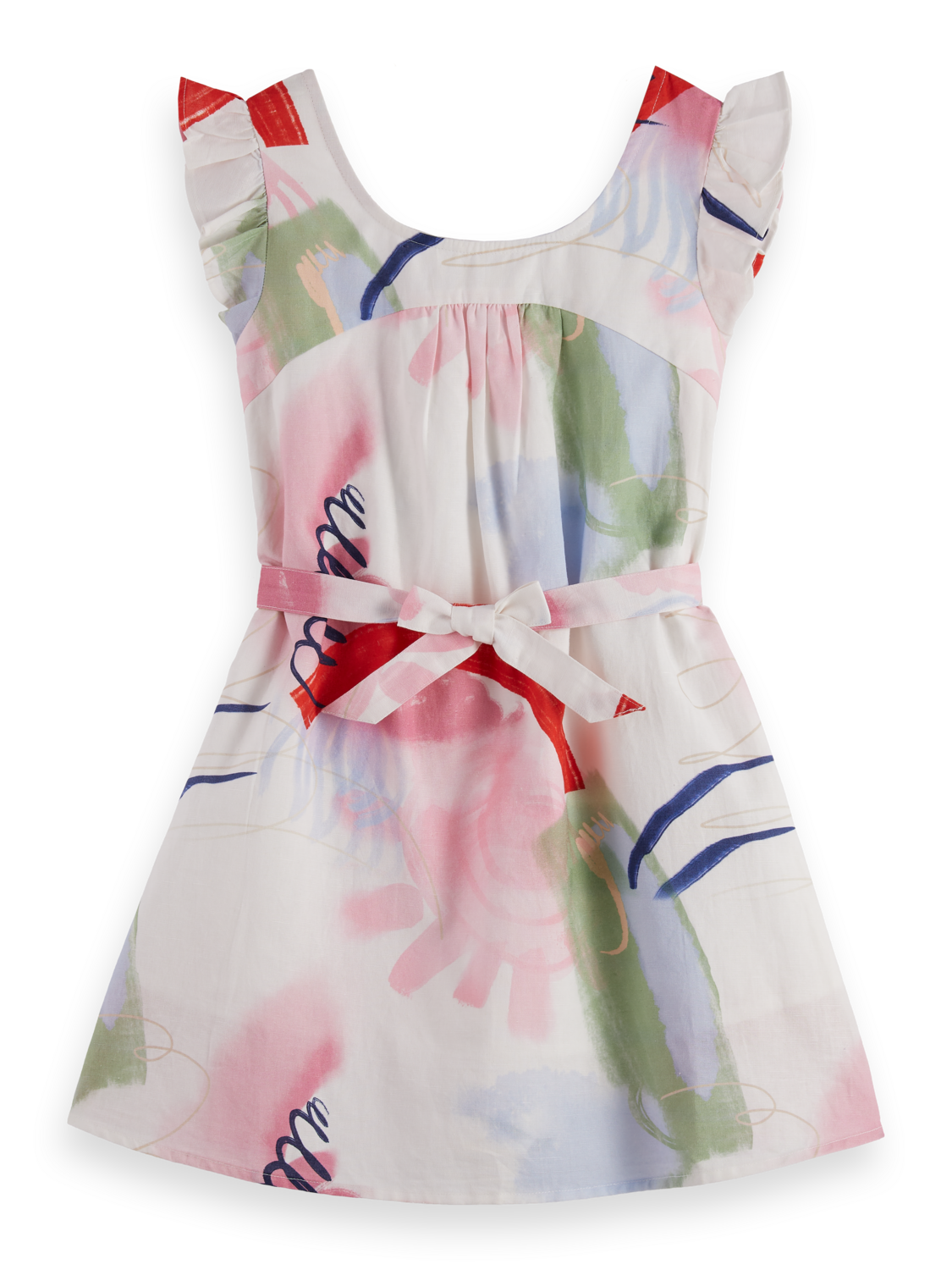 Linen blend printed dress