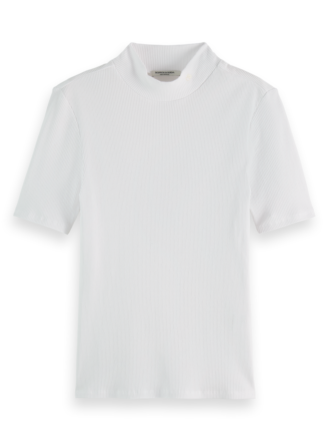 Essentials Mock neck rib t-shirt - WHITE