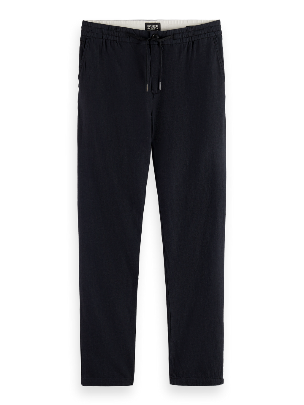 Essentials WARREN COTTON/LINEN TWILL JOGGER - BLACK