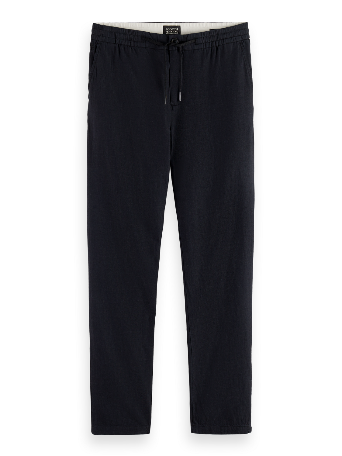 Essentials WARREN COTTON/LINEN TWILL JOGGER - BLACK