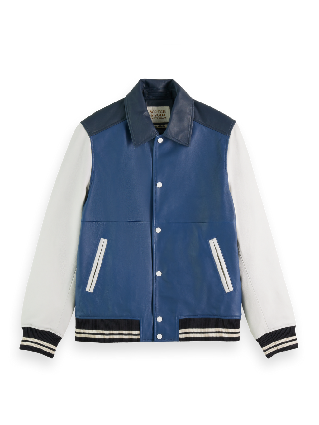 COLOUR BLOCK LEATHER BOMBER