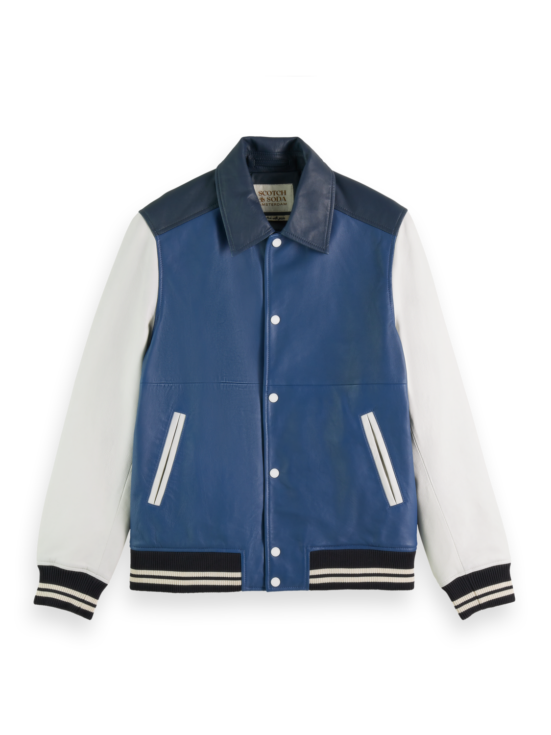 COLOUR BLOCK LEATHER BOMBER